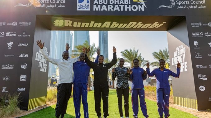 Elite runners participating in ADNOC Abu Dhabi Marathon 2019